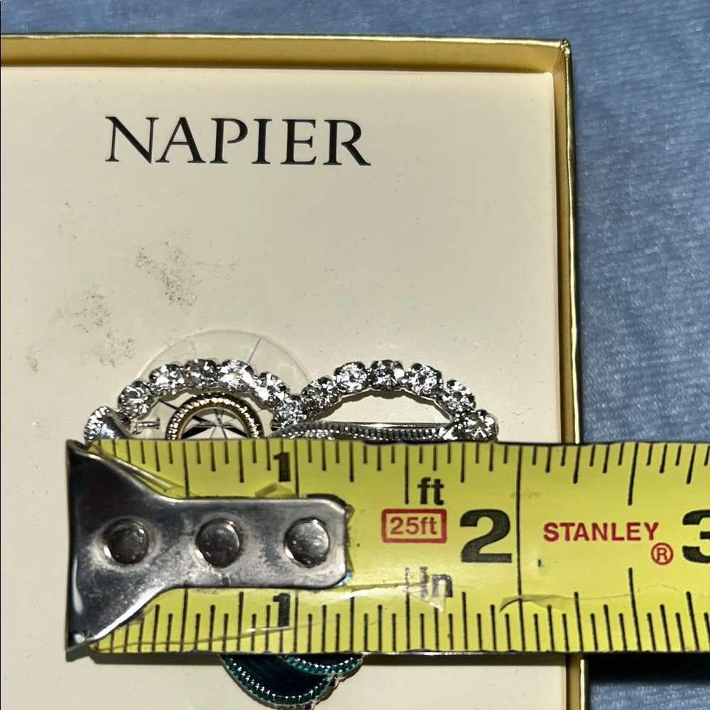 Napier Heart-Shaped Angel Brooch with Enamel and Rhinestones